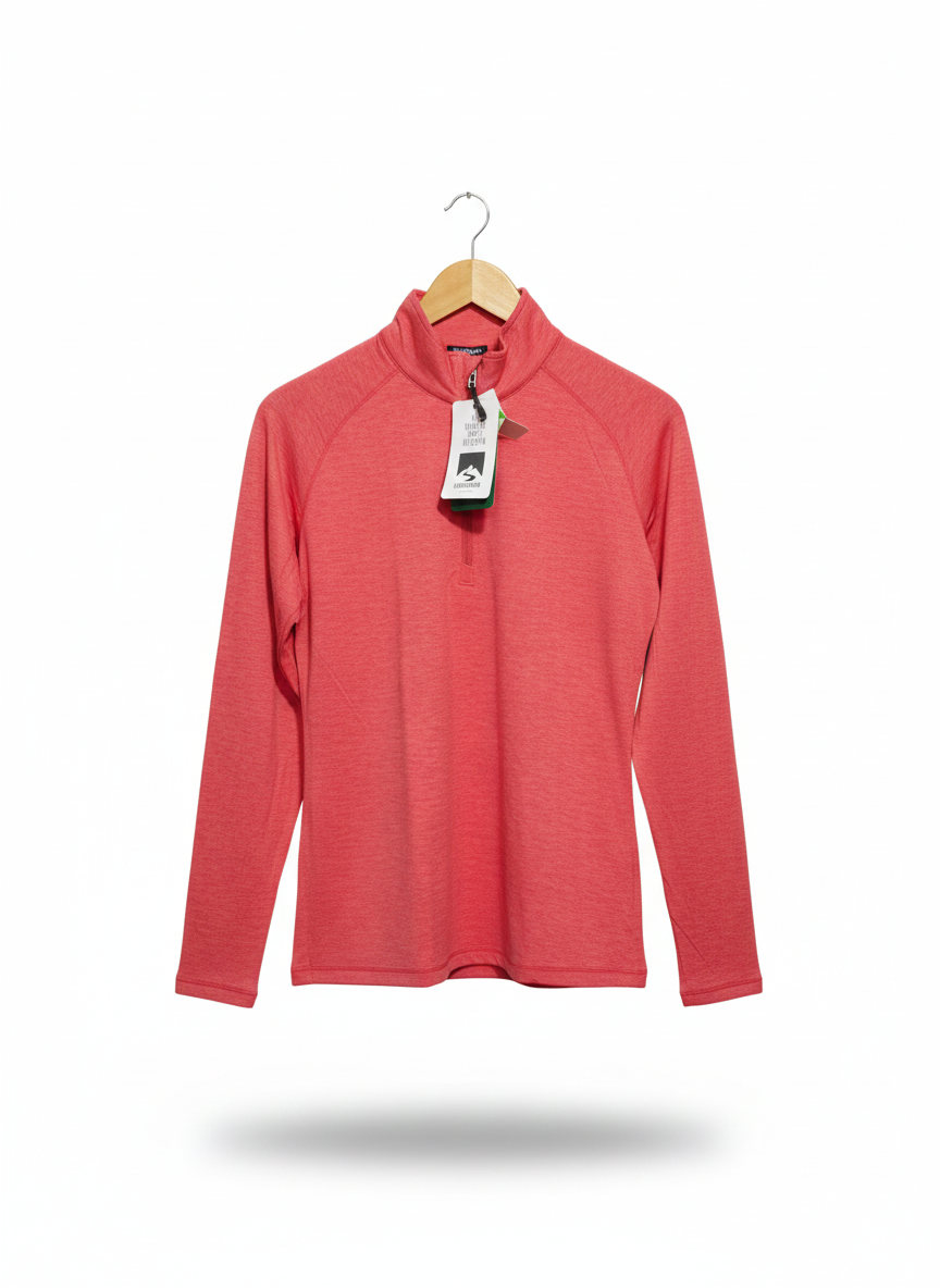 STORM CREEK |M|BUST 18|CORAL HEATHERED CUTTER & BUCK HALF-ZIP PULLOVER