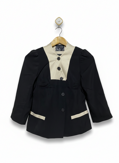 VIVA VIOLET |M| BUST 16| CHIC BLACK JACKET WITH PINSTRIPE PANELS