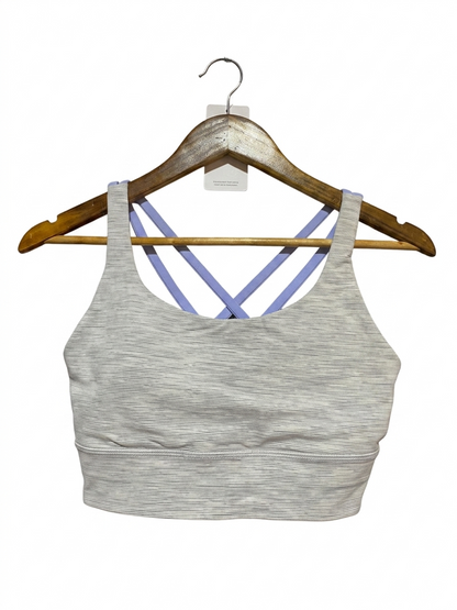 LULULEMON |M| BUST 15| BRA LONG LINE STRIPED GREY & PURPLE STRAPS
