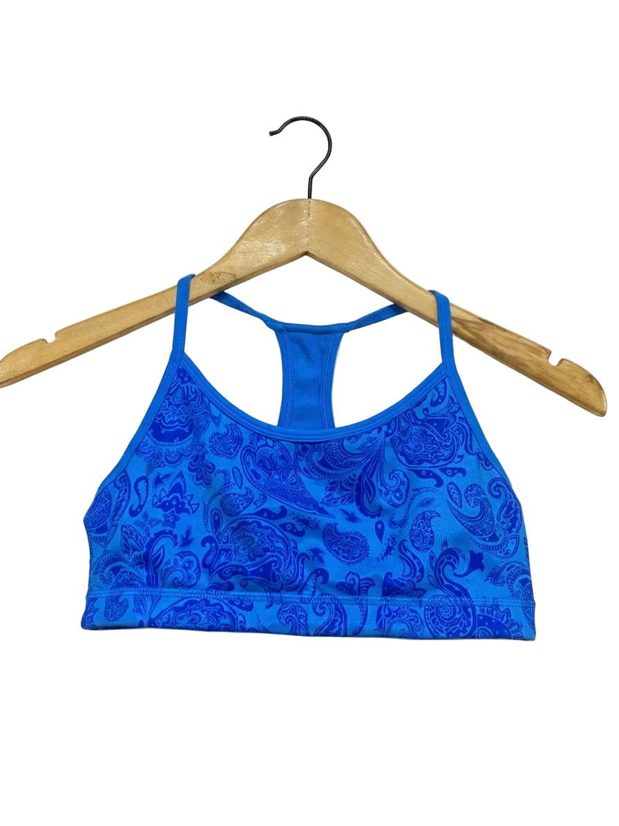 LULULEMON | S |BUST 13| VIBRANT BLUE PAISLEY RACERBACK SPORTS BRA