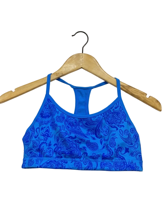 LULULEMON | S |BUST 13| VIBRANT BLUE PAISLEY RACERBACK SPORTS BRA
