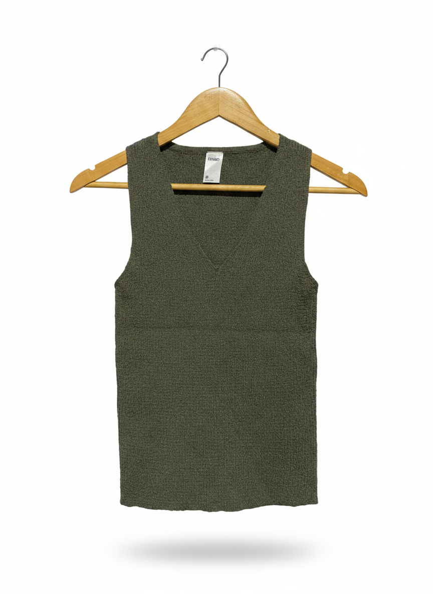 ANKO |M| BUST 12| Green Textured V-Neck Knit Top