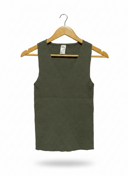 ANKO |M| BUST 12| Green Textured V-Neck Knit Top