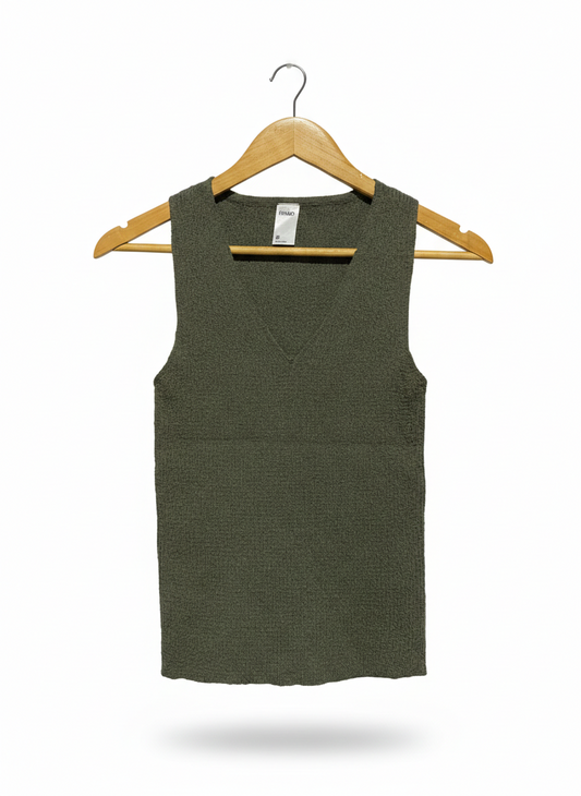 ANKO |M| BUST 12| Green Textured V-Neck Knit Top