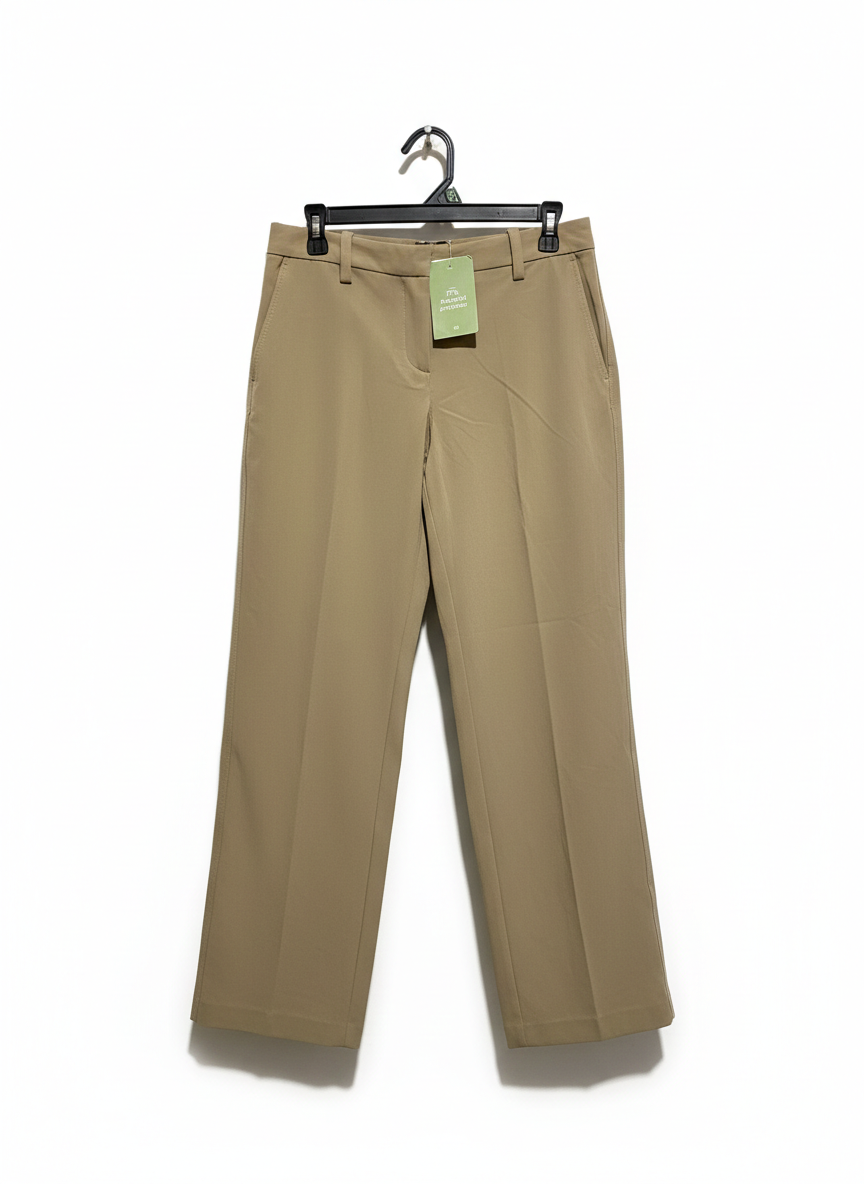 H&M |L| WAIST 30| WOMEN'S HIGH-WAISTED TAILORED STRAIGHT-LEG TROUSERS - TOASTED TAN