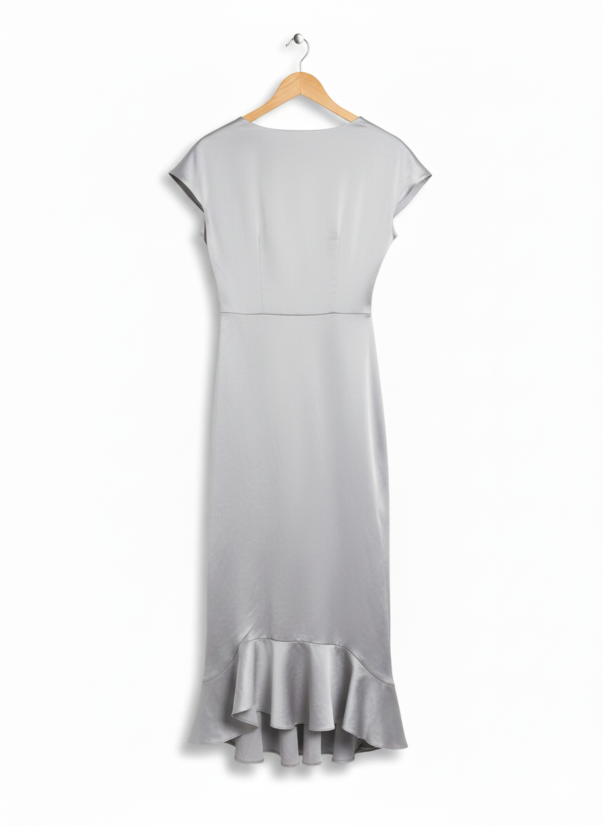 NEW LOOK Textured Wrap Ruffle Midi Dress