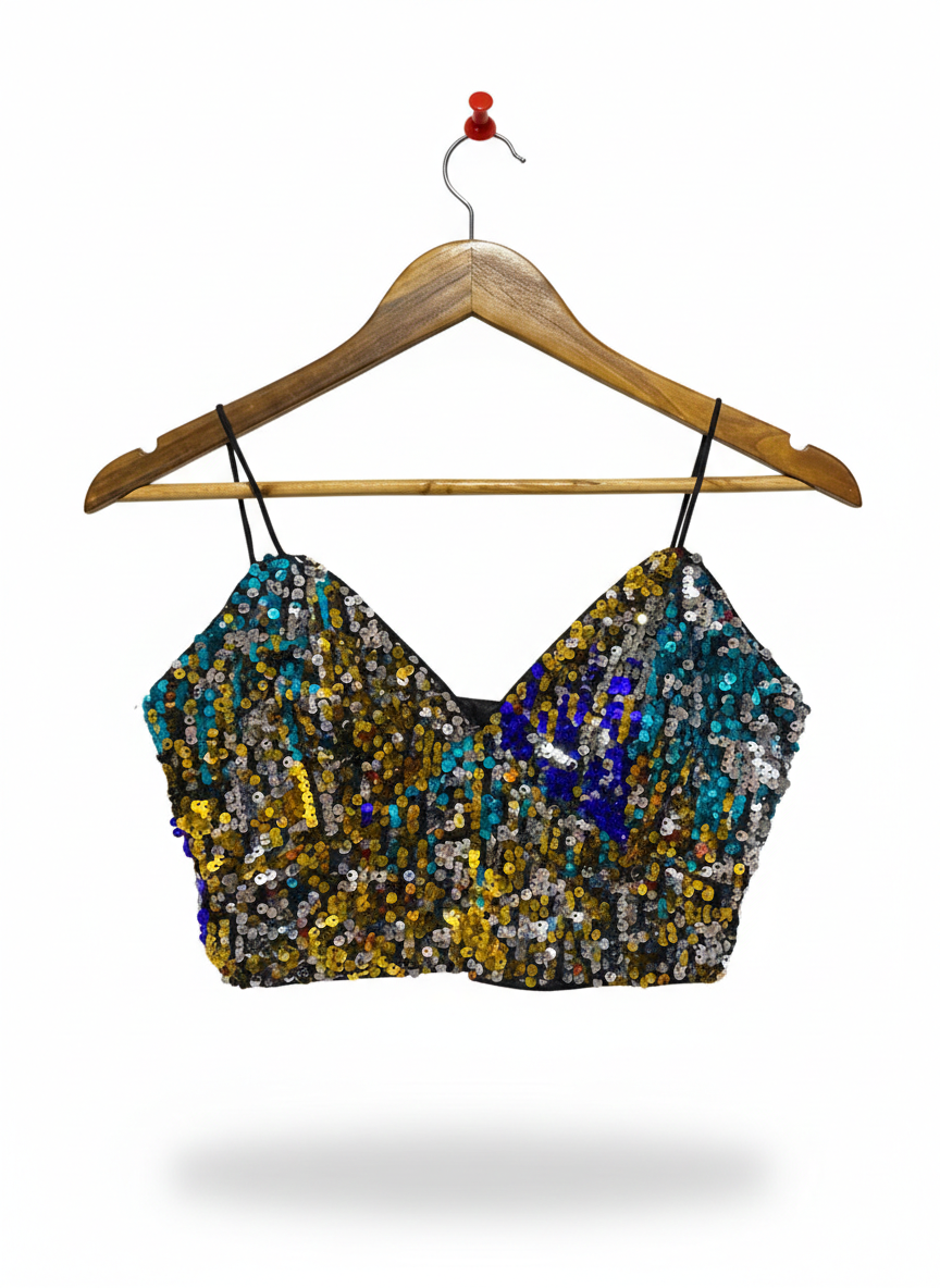 SHEIN |S| BUST 14| MULTI-COLORED SEQUIN BUSTIER TOP
