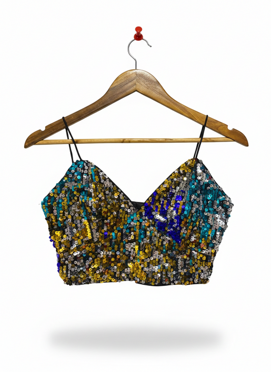 SHEIN |S| BUST 14| MULTI-COLORED SEQUIN BUSTIER TOP