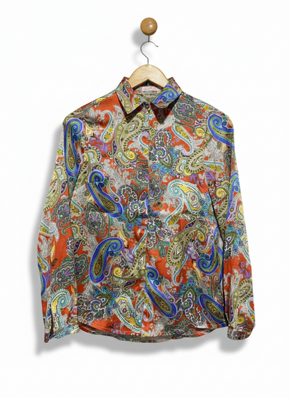 SOPHIA |M| BUST 18| MULTICOLORED PAISLEY PRINT COTTON BUTTON-FRONT SHIRT