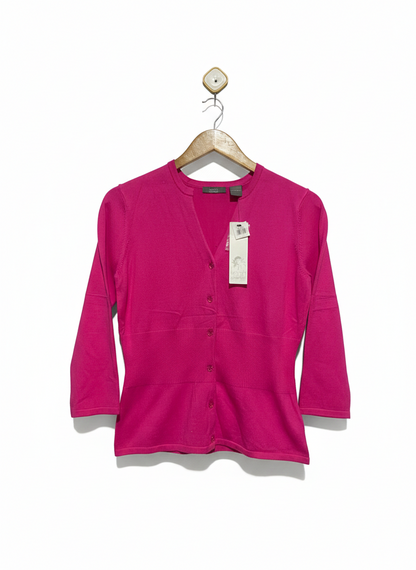 KERSH |M| BUST 17| Fuchsia Pink V-Neck Button-Down Cardigan