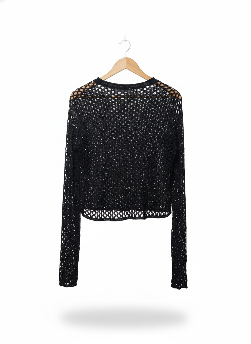 ZARA. Black Die-Cut Ts Sweater