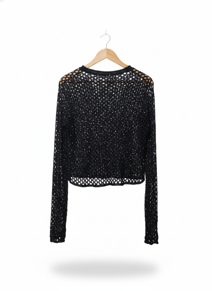 ZARA. Black Die-Cut Ts Sweater