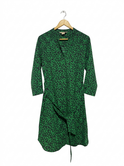 MAUVETTE |XL| BUST 21| B4| DARK GREEN AND BLACK HEART PRINT MIDI DRESS