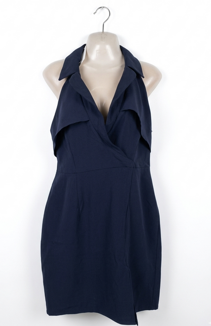 ASOS |M| BUST 18| B4| SOPHISTICATED NAVY BLUE HALTER BLAZER DRESS WITH LAPEL DETAIL
