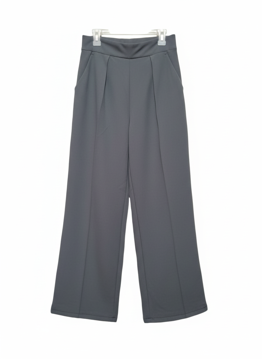 H&M|XS|WAIST 24|WOMEN'S GREY PLEATED WIDE-LEG TROUSERS