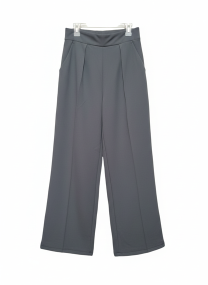 H&M|XS|WAIST 24|WOMEN'S GREY PLEATED WIDE-LEG TROUSERS