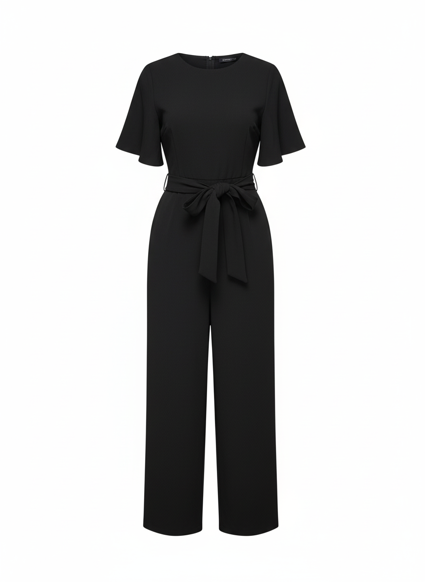 BOOHOO Petite Belted Culotte Jumpsuit