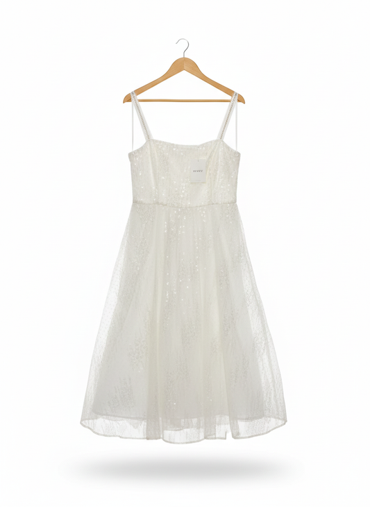 REVIEW|L|BUST 18| SANTORINI SEQUIN MIDI DRESS