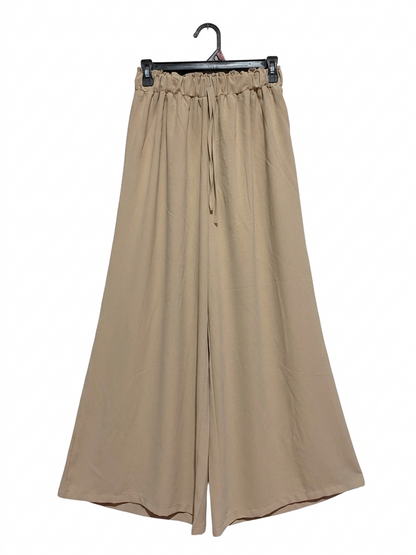 SHEIN |M| WAIST 26| B7| PREMIUM BEIGE HIGH-WAISTED WIDE-LEG PALAZZO TROUSERS WITH DRAWSTRING