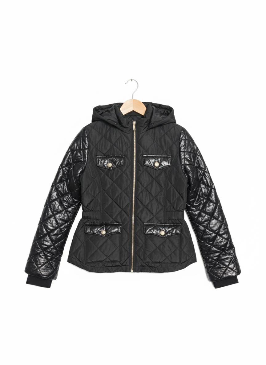 River Island Warm Winter Girl’s Jacket 13/14 Yrs Black With Hood W-18/ L-23