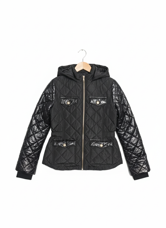 River Island Warm Winter Girl’s Jacket 13/14 Yrs Black With Hood W-18/ L-23