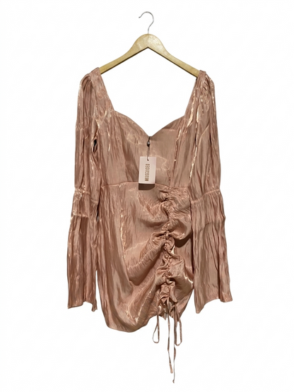 MISS GUIDED |M| BUST 17| B15| ROSE GOLD SHIMMER RUCHE FRONT MINI DRESS
