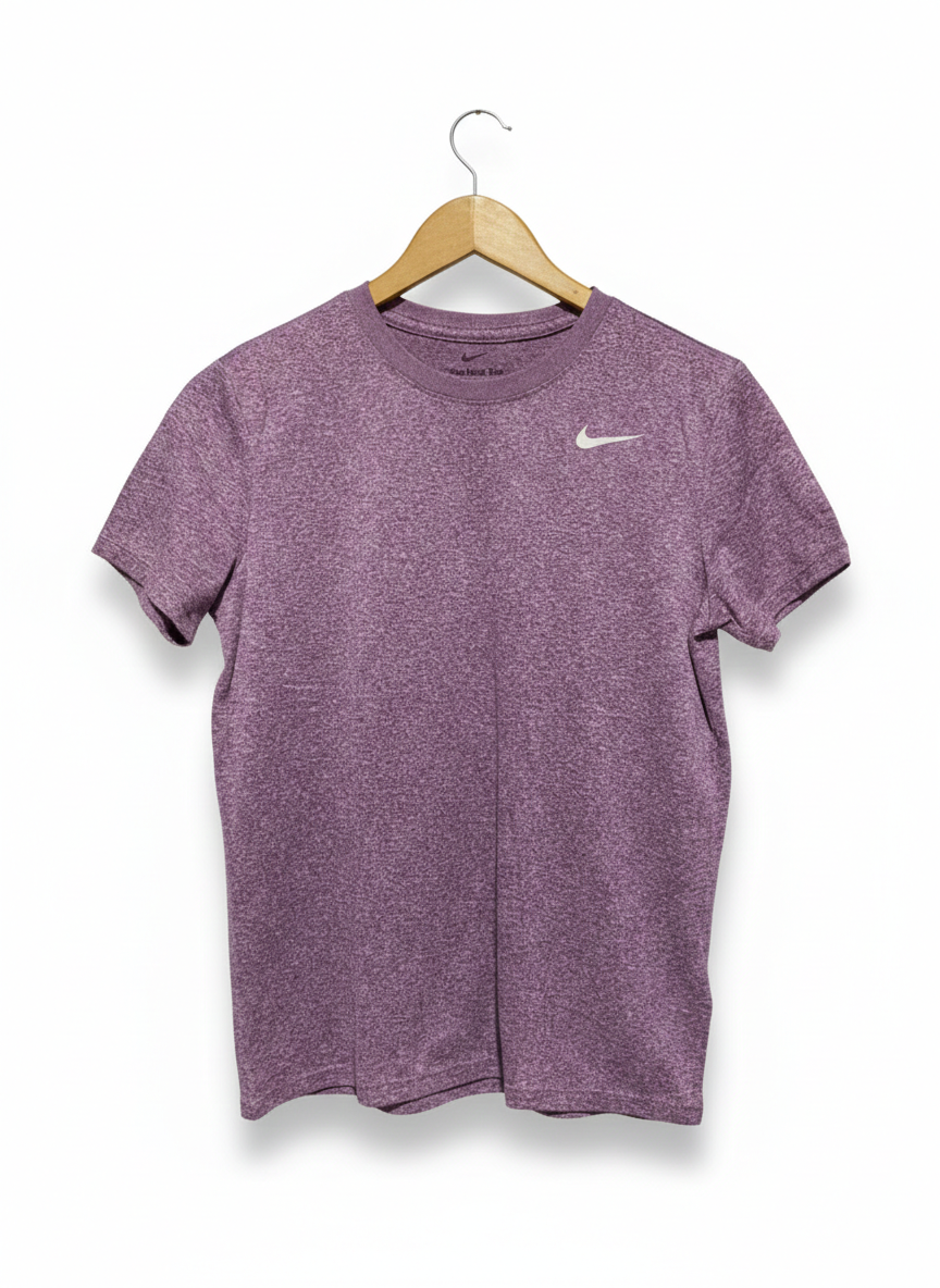 NIKE |S| BUST 19| C1| WOMEN’S SHORT-SLEEVE TRAINING TOP - MOCK-NECK HEATHERED PURPLE ACTIVEWEAR