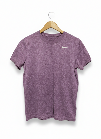 NIKE |S| BUST 19| C1| WOMEN’S SHORT-SLEEVE TRAINING TOP - MOCK-NECK HEATHERED PURPLE ACTIVEWEAR