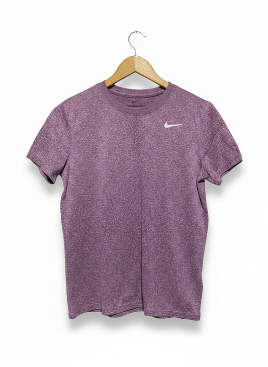NIKE |S| BUST 19| C1| WOMEN’S SHORT-SLEEVE TRAINING TOP - MOCK-NECK HEATHERED PURPLE ACTIVEWEAR