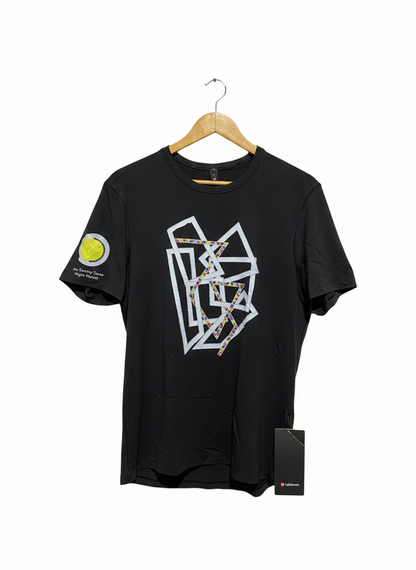 LULULEMON |L| BUST 19| Black T-Shirt with Geometric Graphic