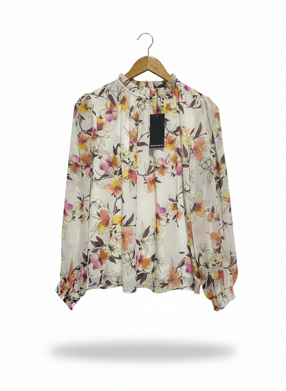 PORTMONS |L| BUST 20| ROMANTIC CREAM FLORAL SMOCKED BLOUSE
