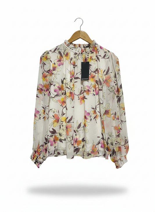 PORTMONS |L| BUST 20| ROMANTIC CREAM FLORAL SMOCKED BLOUSE
