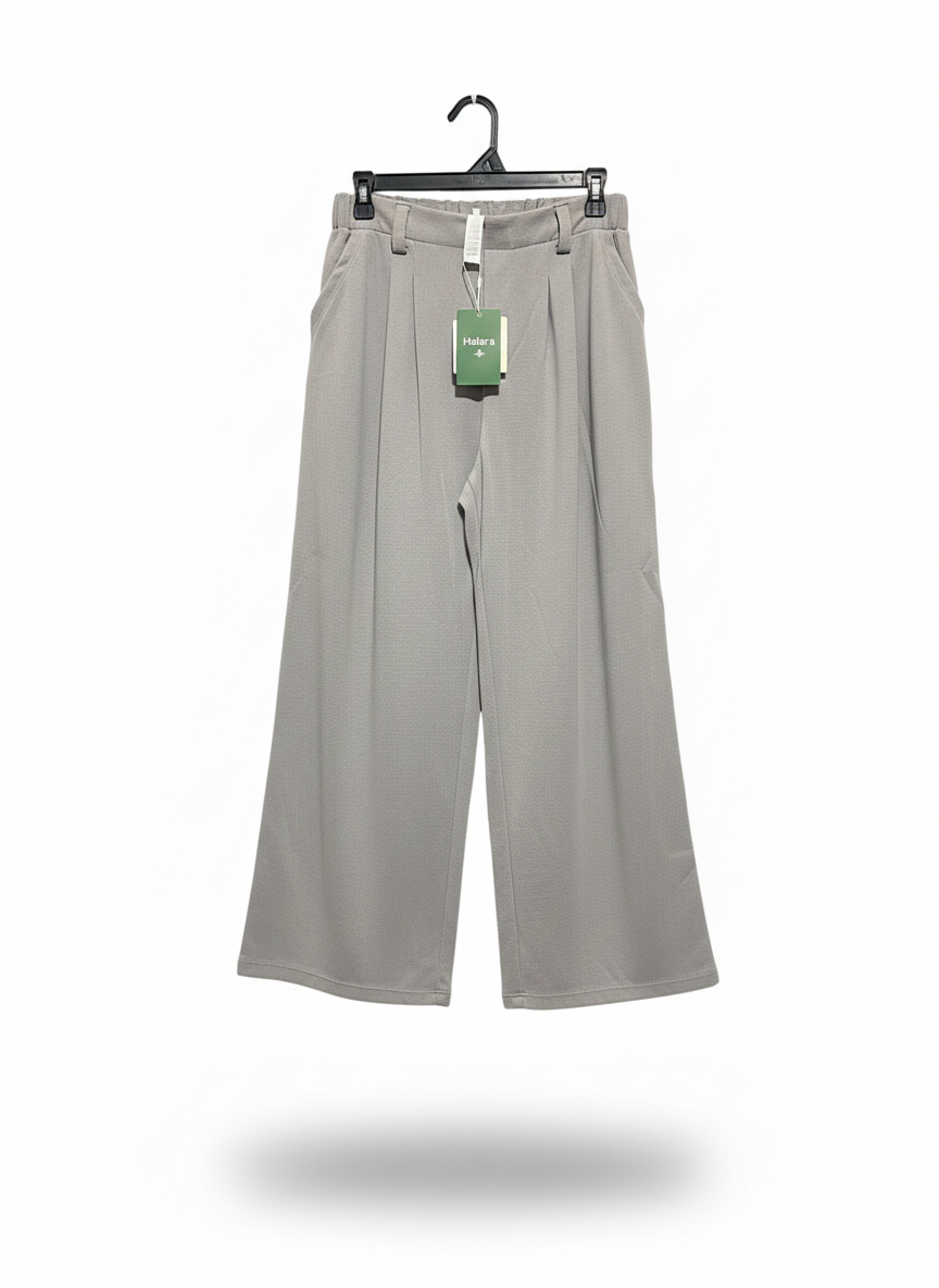 HALARA |M| WAIST 28| WOMEN'S HIGH-WAISTED WIDE-LEG PLEATED TROUSERS IN GREY