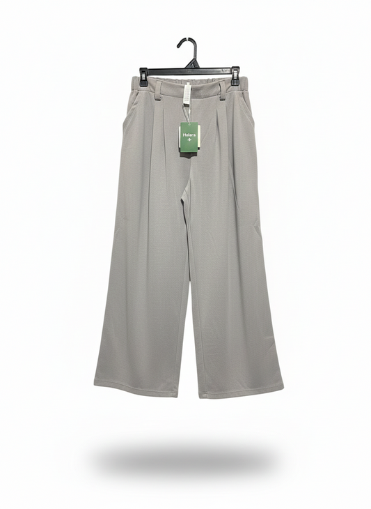 HALARA |M| WAIST 28| WOMEN'S HIGH-WAISTED WIDE-LEG PLEATED TROUSERS IN GREY