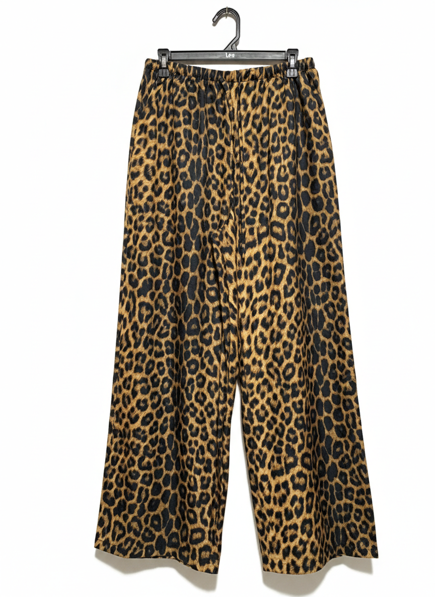 SHEIN |L| WAIST 28| B1| WOMEN'S HIGH-WAISTED WIDE-LEG LEOPARD PRINT TROUSERS