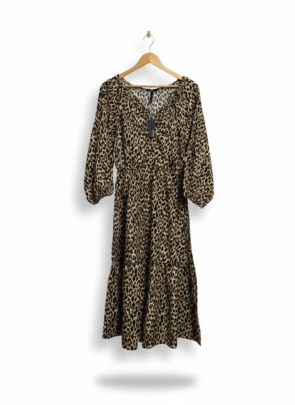 ED IT ED |L| BUST 18|C4| LEOPARD PRINT V-NECK MAXI DRESS