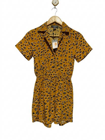 PRIMARK |M| BUST 16| B10| WOMEN’S MUSTARD LEOPARD PRINT BUTTON-UP SHORT ROMPER