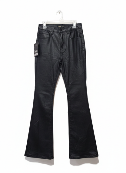 TOXIK|XS/S|WAIST 24|Black Faux Leather Flare Pants