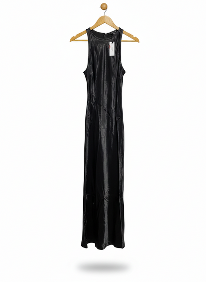 KAREN MILLEN |S| BUST 14| VINTAGE-STYLE CHARCOAL GREY SHIMMER MAXI DRESS