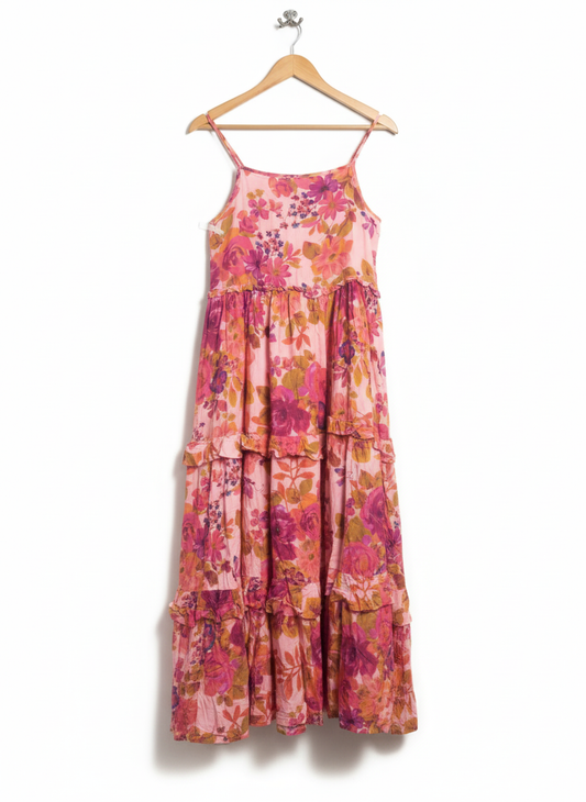 NEXT Pink Floral Tiered Maxi Dress