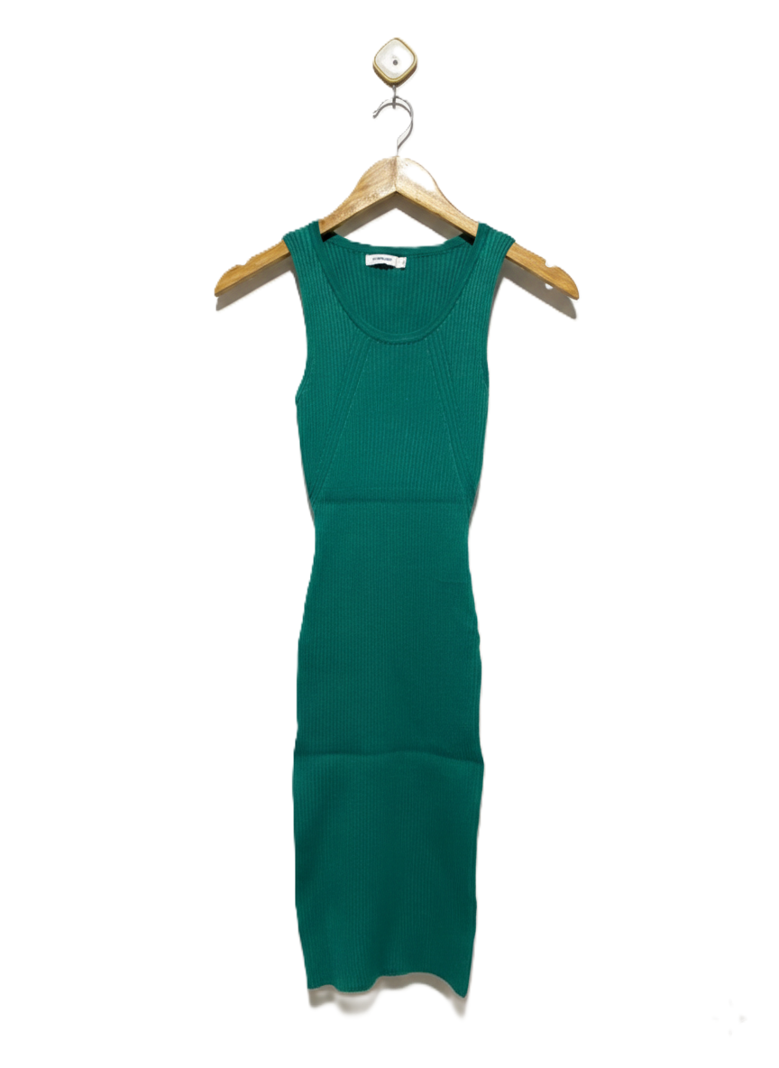 VALLEY GIRL |S| BUST 9| Green Ribbed Knit Bodycon Midi Dress