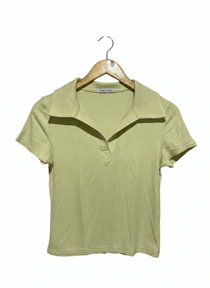 SWEET ROMEO |S| BUST 15| PALE LIME GREEN POLO TOP
