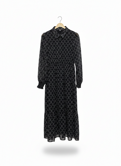VINTAGE GEOMETRIC PRINT MAXI DRESS |M| BUST 17|