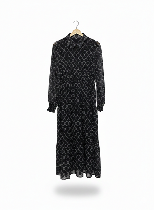 VINTAGE GEOMETRIC PRINT MAXI DRESS |M| BUST 17|