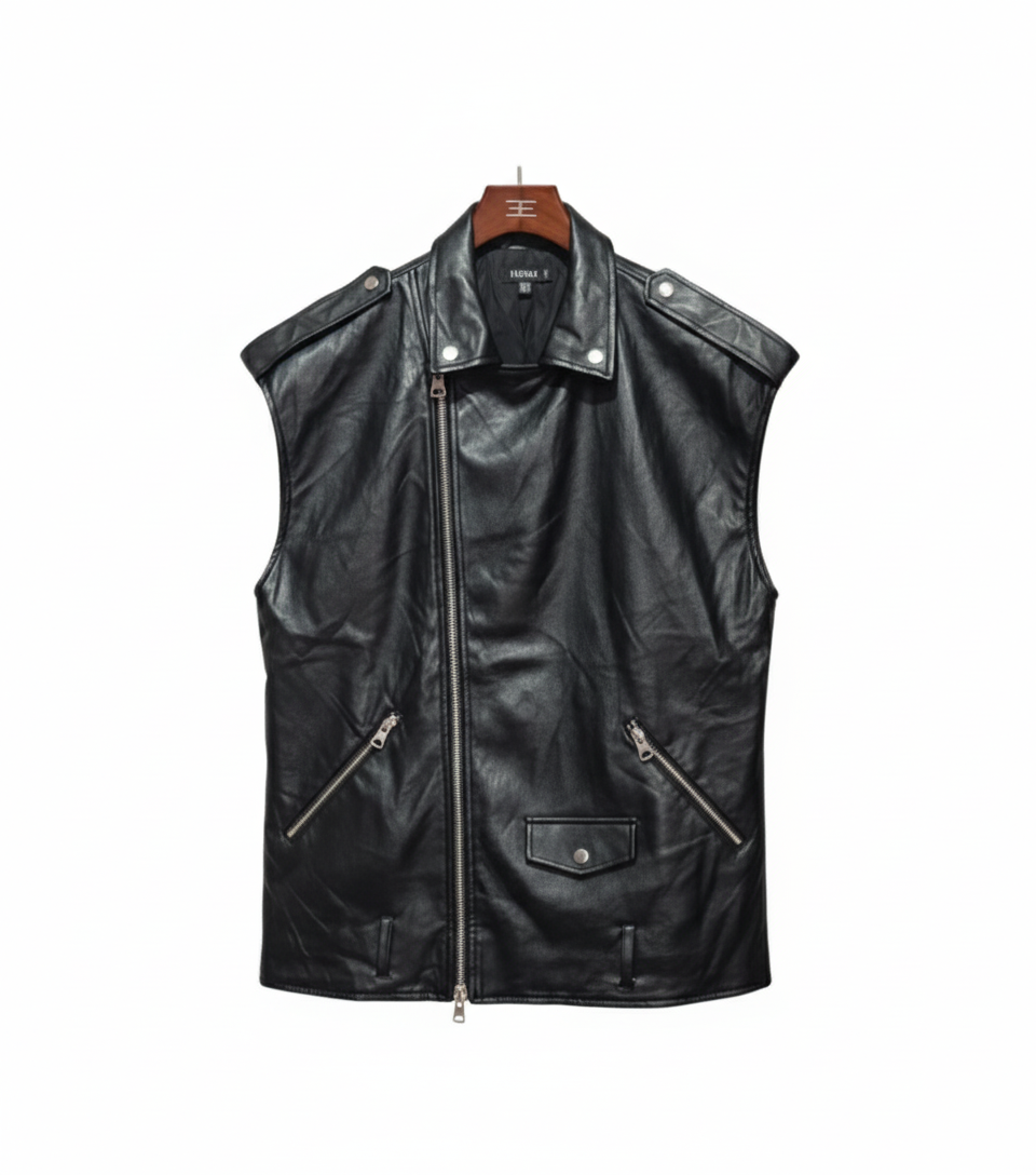 MISSGUIDED Leather Sleeveless Jacket W-22/ L-26.5