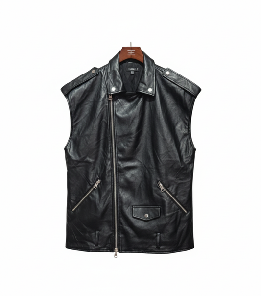MISSGUIDED Leather Sleeveless Jacket W-22/ L-26.5