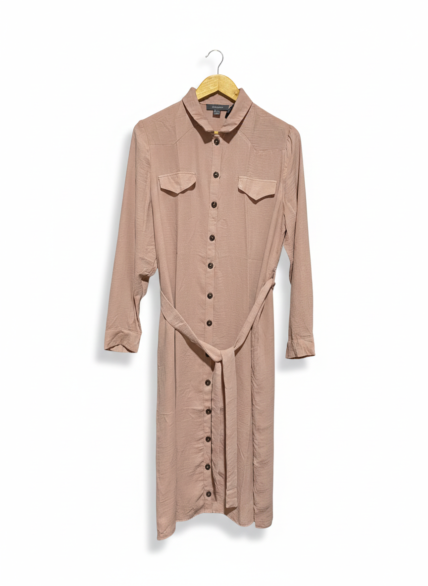 PRIMARK |XL| BUST 22| C3|  DUSTY ROSE BUTTON-DOWN SHIRT DRESS