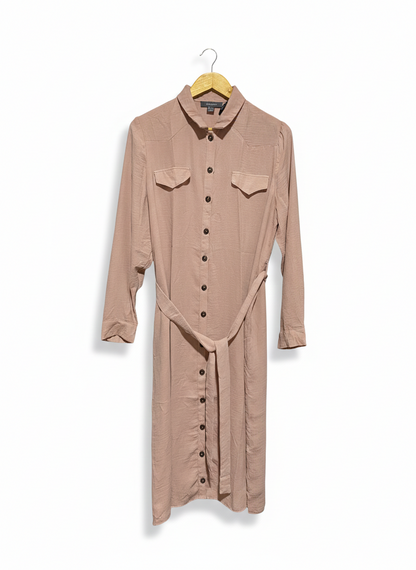 PRIMARK |XL| BUST 22| C3|  DUSTY ROSE BUTTON-DOWN SHIRT DRESS