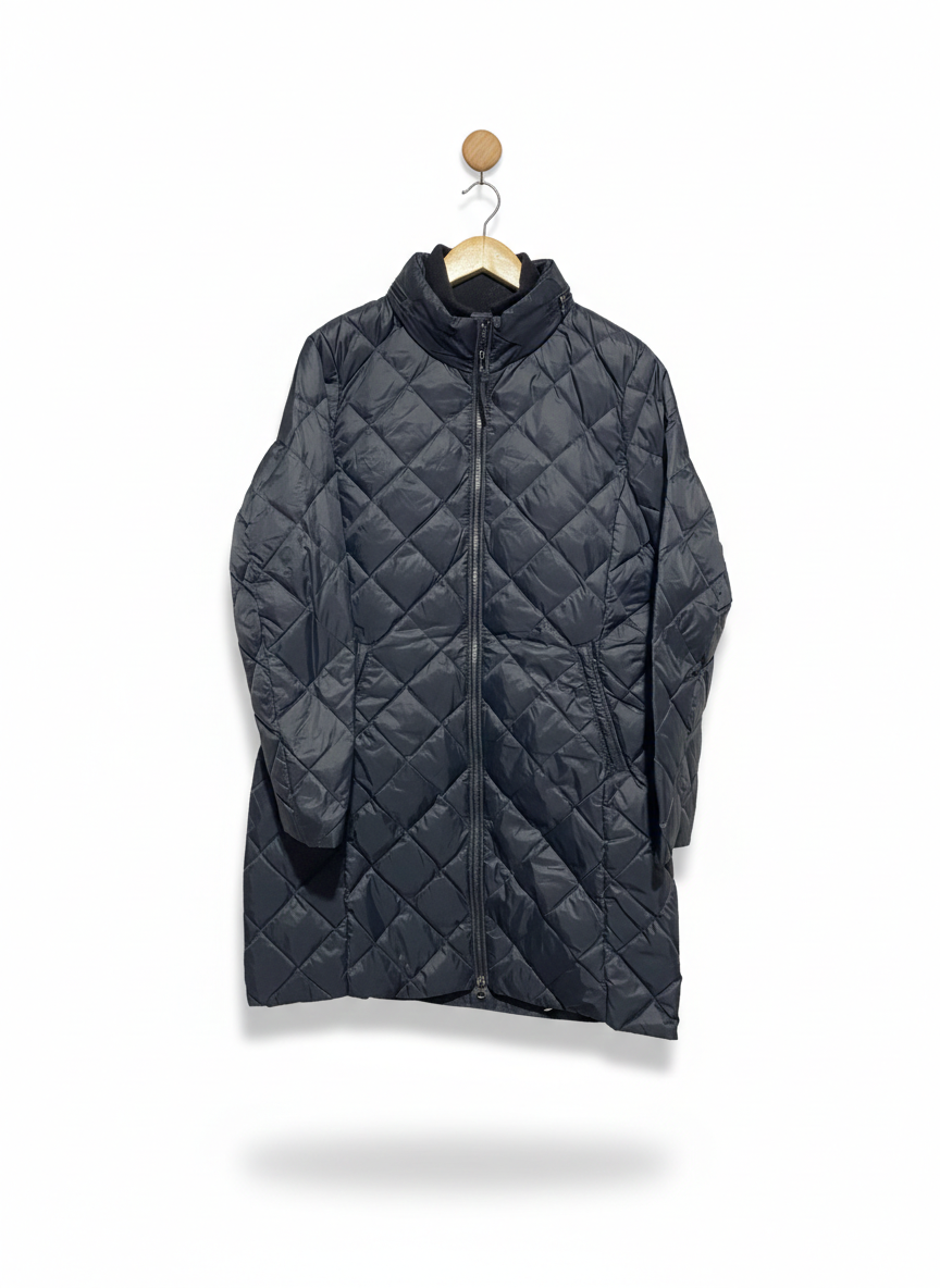M&S |L| BUST 21| Down Diamond Quilted Coat Longline Quilted Puffer Jacket