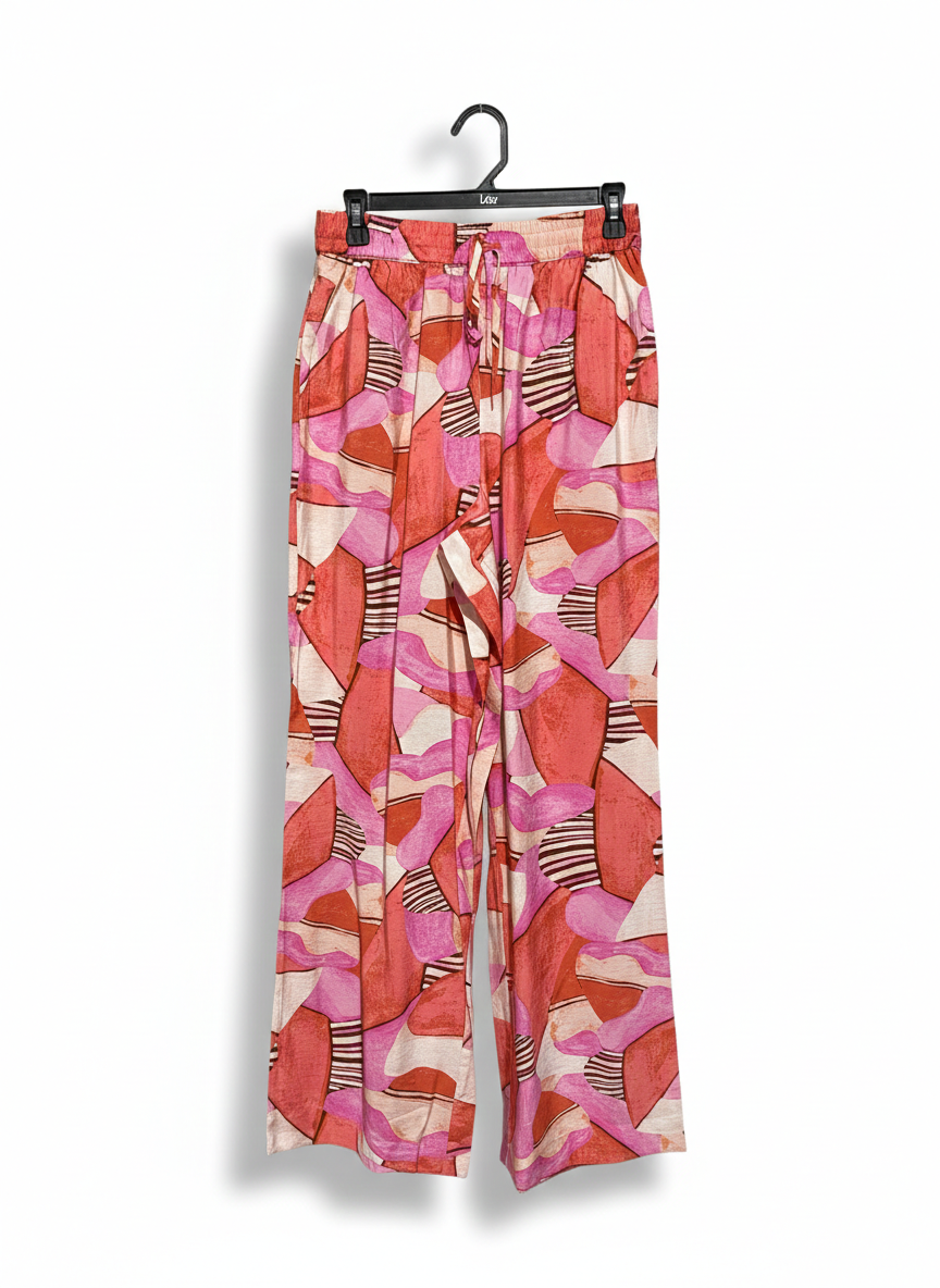 LILY LOVES |M| WAIST 28| VIBRANT ABSTRACT GEOMETRIC PRINT WIDE-LEG PANTS